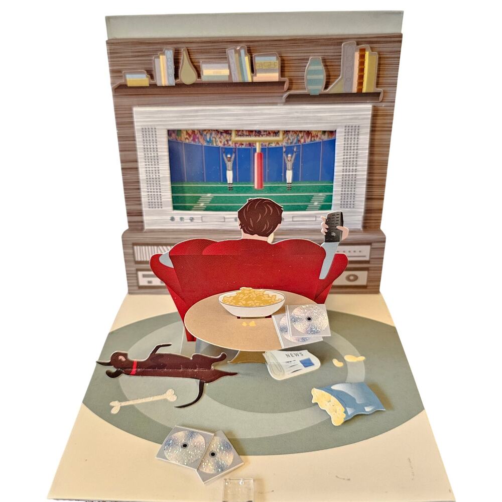 Father's Day Pop Up Card 3D Couch Potato Birthday Dad Dog Up With Paper